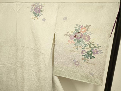 平和屋着物●訪問着　草花文　金彩　正絹　逸品　DAAZ5107du