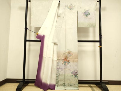 平和屋着物●訪問着　草花文　金彩　正絹　逸品　DAAZ5107du
