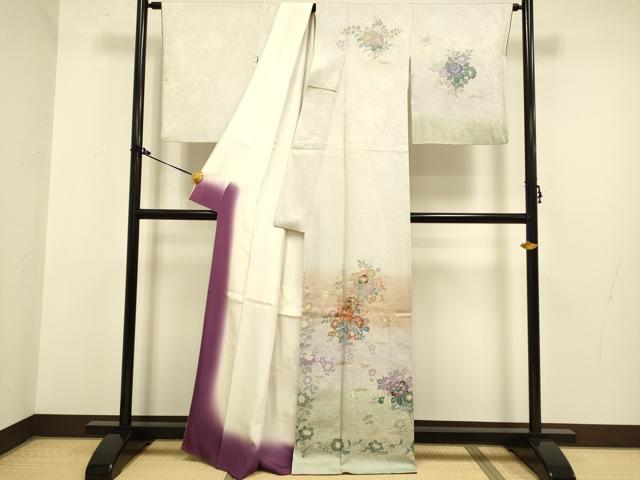 平和屋着物●訪問着　草花文　金彩　正絹　逸品　DAAZ5107du