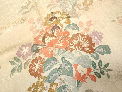 平和屋着物●訪問着　草花文　金彩　正絹　逸品　DAAZ5107du