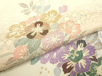 平和屋着物●訪問着　草花文　金彩　正絹　逸品　DAAZ5107du