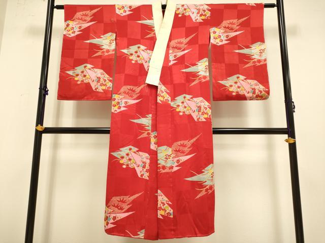 平和屋着物●アンティーク　大正ロマン　長襦袢　袷　松皮菱花文　正絹　逸品　DAAZ5110du 平和屋着物○アンティーク 大正ロマン 長襦袢 袷 松皮菱花文 正絹 逸品