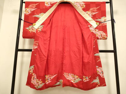 平和屋着物●アンティーク　大正ロマン　長襦袢　袷　松皮菱花文　正絹　逸品　DAAZ5110du