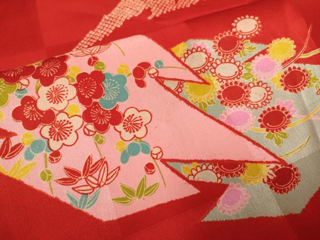 平和屋着物○アンティーク 大正ロマン 長襦袢 袷 松皮菱花文 正絹 逸品