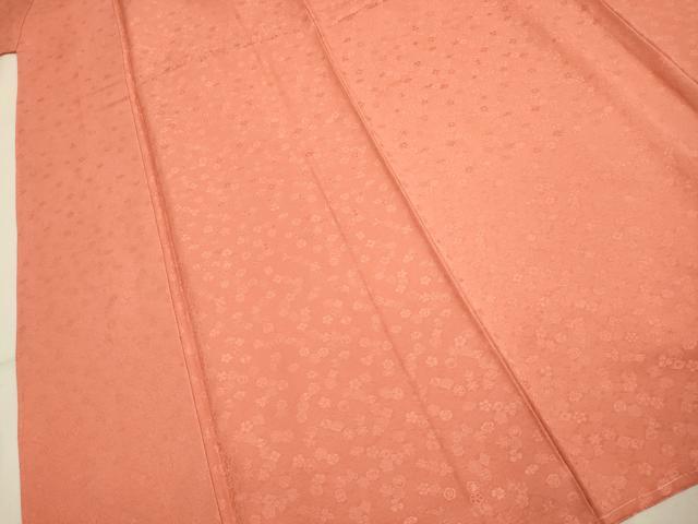 平和屋着物●上質な色無地 吉祥花地紋 赤丹色 正絹 逸品 未使用 DAAZ5117du