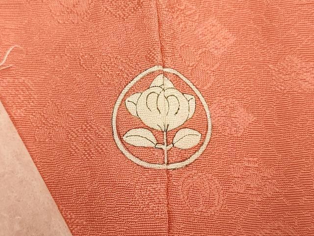 平和屋着物●上質な色無地 吉祥花地紋 赤丹色 正絹 逸品 未使用 DAAZ5117du