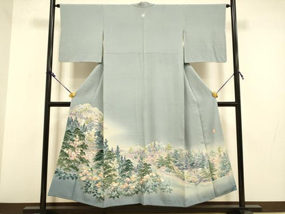 平和屋着物●十日町友禅作家　岡村蒼風　色留袖　風景花文　暈し染め　やまと謹製　正絹　逸品　DAAZ5122du