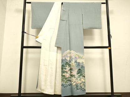 平和屋着物●十日町友禅作家　岡村蒼風　色留袖　風景花文　暈し染め　やまと謹製　正絹　逸品　DAAZ5122du