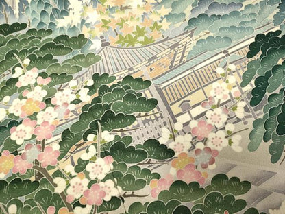 平和屋着物●十日町友禅作家　岡村蒼風　色留袖　風景花文　暈し染め　やまと謹製　正絹　逸品　DAAZ5122du