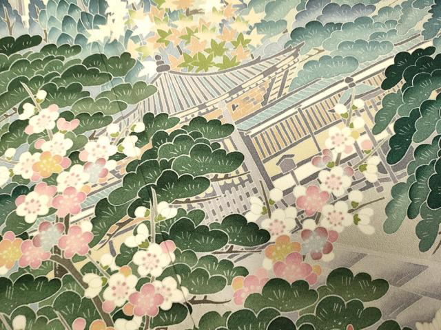 平和屋着物●十日町友禅作家　岡村蒼風　色留袖　風景花文　暈し染め　やまと謹製　正絹　逸品　DAAZ5122du