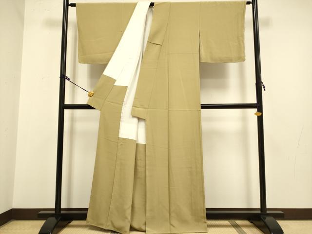 平和屋着物●上質な色無地 榛色 正絹 逸品 DAAZ5128du