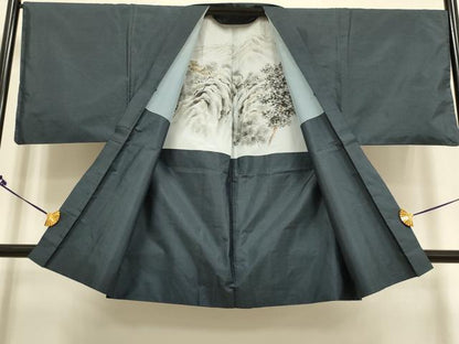平和屋着物●男性　本場大島紬　アンサンブル　長羽織　80亀甲　総詰め　正絹　逸品　DAAZ5139du