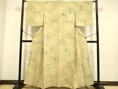 平和屋着物▼上質な小紋　地紋起こし　枝梅文　暈し染め　正絹　逸品　DAAZ5170du