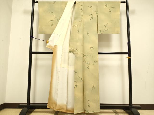 平和屋着物▼上質な小紋　地紋起こし　枝梅文　暈し染め　正絹　逸品　DAAZ5170du