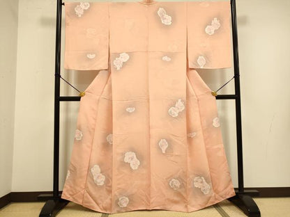 平和屋着物▼上質な小紋　地紋起こし　陶器花文　暈し染め　正絹　逸品　DAAZ5181du