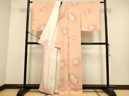 平和屋着物▼上質な小紋　地紋起こし　陶器花文　暈し染め　正絹　逸品　DAAZ5181du
