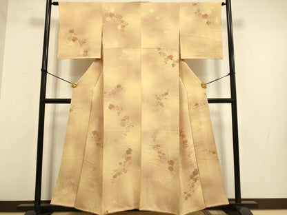 平和屋着物▼上質な小紋　地紋起こし　草花文　暈し染め　正絹　逸品　DAAZ5183du