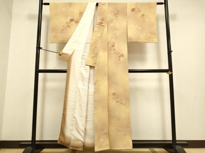 平和屋着物▼上質な小紋　地紋起こし　草花文　暈し染め　正絹　逸品　DAAZ5183du
