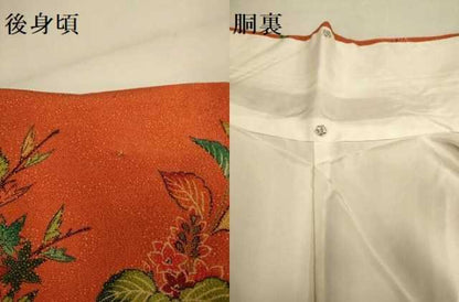 平和屋着物▼訪問着　孔雀花文　鬼しぼ縮緬　正絹　逸品　DAAZ5188du
