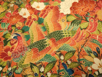 平和屋着物▼訪問着　孔雀花文　鬼しぼ縮緬　正絹　逸品　DAAZ5188du