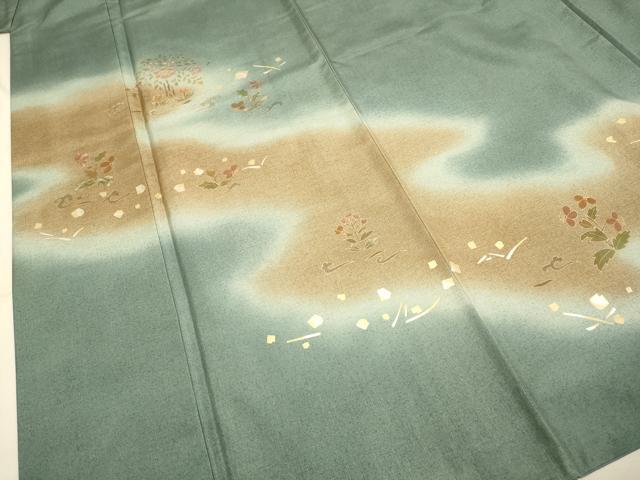 平和屋着物●本場染大島紬　訪問着　刺繍　霞花文　暈し染め　正絹　逸品　DAAZ5233du