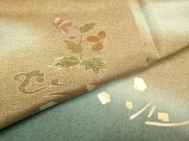 平和屋着物●本場染大島紬　訪問着　刺繍　霞花文　暈し染め　正絹　逸品　DAAZ5233du