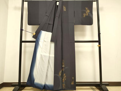 平和屋着物●訪問着 刺繍 短冊矢羽吉祥文 金彩 背抜き仕立て 正絹 逸品 DAAZ5242du