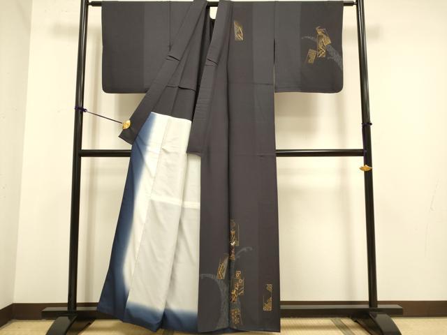 平和屋着物●訪問着 刺繍 短冊矢羽吉祥文 金彩 背抜き仕立て 正絹 逸品 DAAZ5242du
