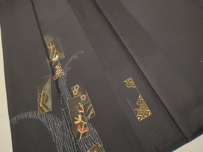 平和屋着物●訪問着 刺繍 短冊矢羽吉祥文 金彩 背抜き仕立て 正絹 逸品 DAAZ5242du