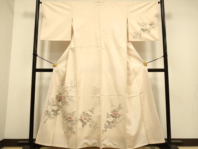 平和屋着物●訪問着 紬地 手描き 草花文 金彩 正絹 逸品 DAAZ5247du