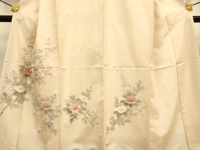 平和屋着物●訪問着 紬地 手描き 草花文 金彩 正絹 逸品 DAAZ5247du