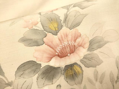平和屋着物●訪問着 紬地 手描き 草花文 金彩 正絹 逸品 DAAZ5247du