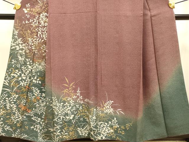 平和屋着物●訪問着　刺繍　草花文　暈し染め　金彩　正絹　逸品　DAAZ5255du