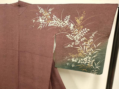 平和屋着物●訪問着　刺繍　草花文　暈し染め　金彩　正絹　逸品　DAAZ5255du