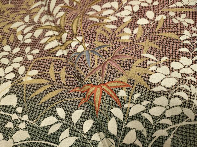 平和屋着物●訪問着　刺繍　草花文　暈し染め　金彩　正絹　逸品　DAAZ5255du