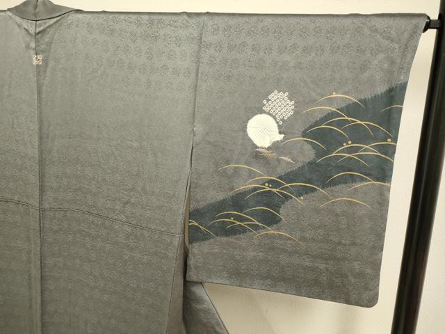 平和屋着物●訪問着　絞り　刺繍　露芝千鳥文　金彩　正絹　逸品　DAAZ5260du