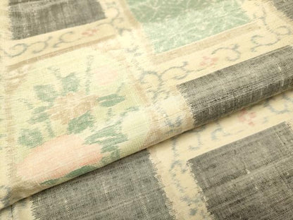 平和屋着物●小千谷紬　色紙花文　正絹　逸品　未使用　DAAZ5263du