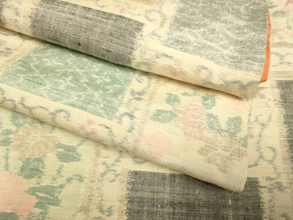 平和屋着物●小千谷紬　色紙花文　正絹　逸品　未使用　DAAZ5263du