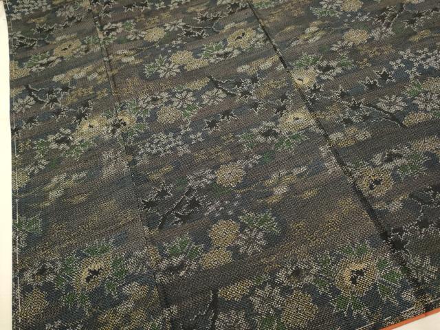 平和屋着物●上質な紬　草花文　正絹　逸品　未使用　DAAZ5266du