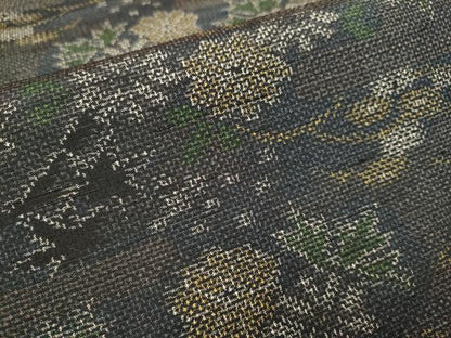 平和屋着物●上質な紬　草花文　正絹　逸品　未使用　DAAZ5266du