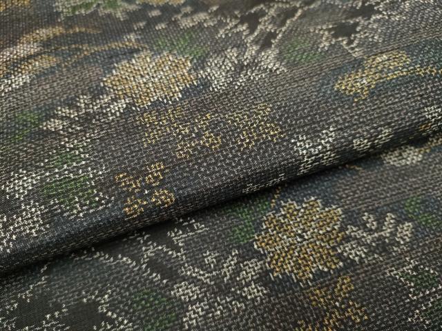 平和屋着物●上質な紬　草花文　正絹　逸品　未使用　DAAZ5266du