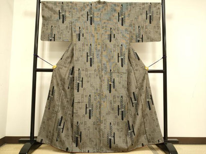 平和屋着物●上質な紬 エ霞吉祥文  正絹 逸品 未使用 DAAZ5271du