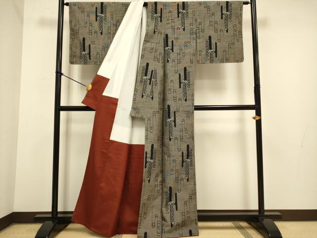 平和屋着物●上質な紬 エ霞吉祥文  正絹 逸品 未使用 DAAZ5271du