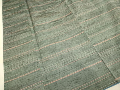 平和屋着物●上質な紬　横段文　正絹　逸品　未使用　DAAZ5272du
