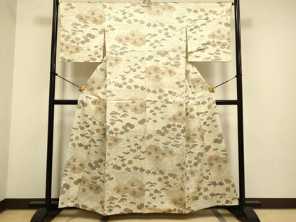 平和屋着物▼上質な小紋　風景花文　正絹　逸品　DAAZ5335du
