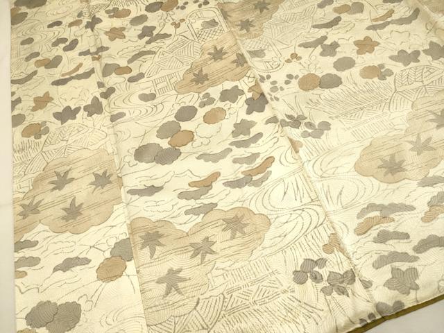 平和屋着物▼上質な小紋　風景花文　正絹　逸品　DAAZ5335du