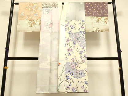 平和屋着物●創作　長襦袢　無双仕立て　草花文　正絹　逸品　DAAZ5337du