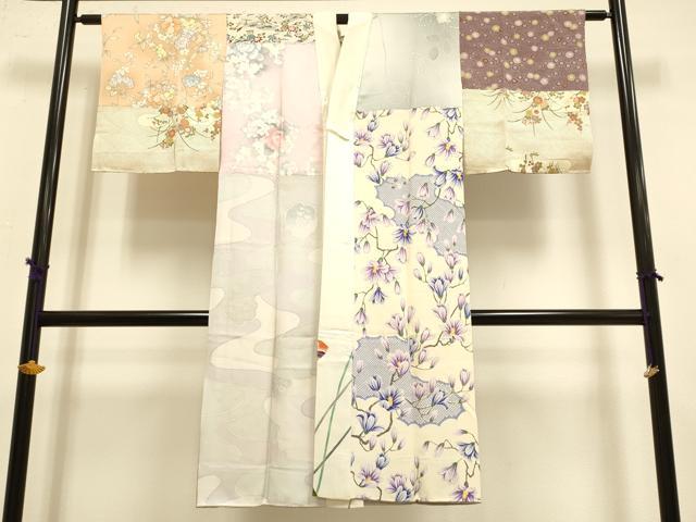 平和屋着物●創作　長襦袢　無双仕立て　草花文　正絹　逸品　DAAZ5337du