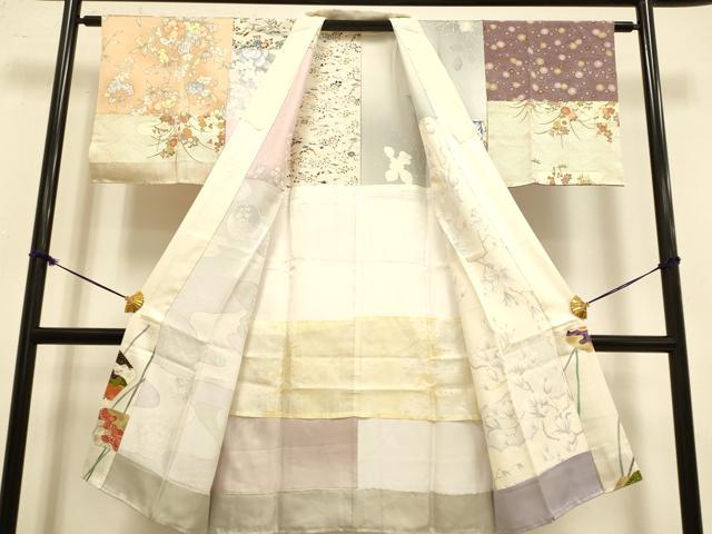平和屋着物●創作　長襦袢　無双仕立て　草花文　正絹　逸品　DAAZ5337du