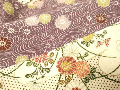 平和屋着物●創作　長襦袢　無双仕立て　草花文　正絹　逸品　DAAZ5337du